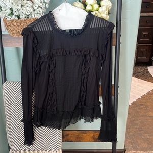 Black ruffle long sleeve top